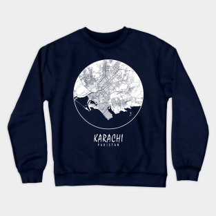 Karachi, Pakistan City Map - Full Moon Crewneck Sweatshirt